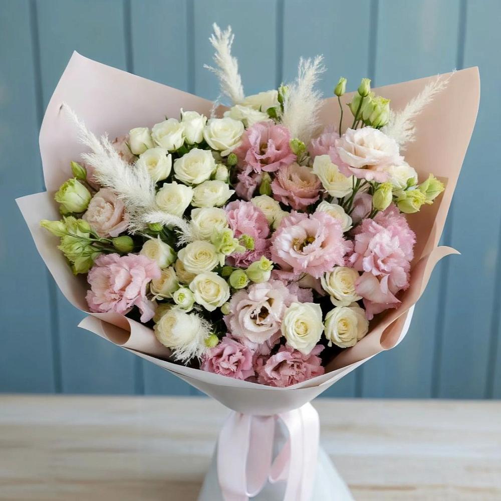 Букет цветов из: Альстромерии и Розы в Перевальном