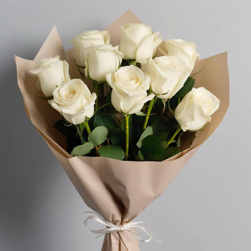 Букет 9 Белых роз Эдлесс Лав в Перевальном