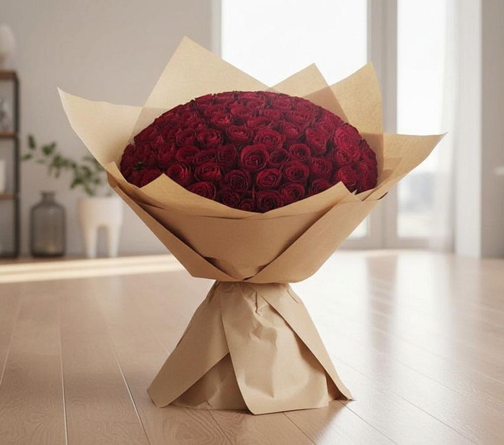 Букет 101 Красная роза в Перевальном