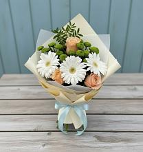 Букет цветов из:  Герберы, Розы и Хризантемы в Перевальном