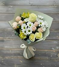 Букет цветов из:  Альстромерии, Розы и Хризантемы в Перевальном
