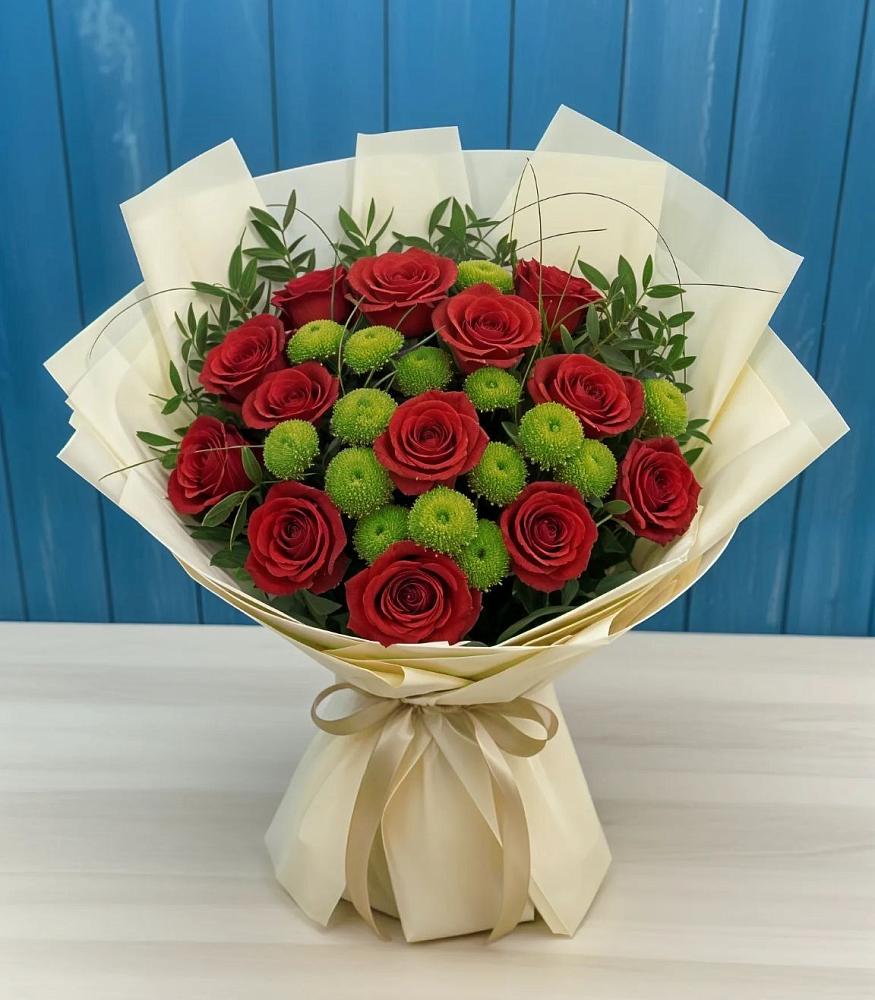 Букет цветов из: Розы и Хризантемы в Перевальном