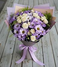 Букет цветов из:  Хризантемы и Розы в Перевальном