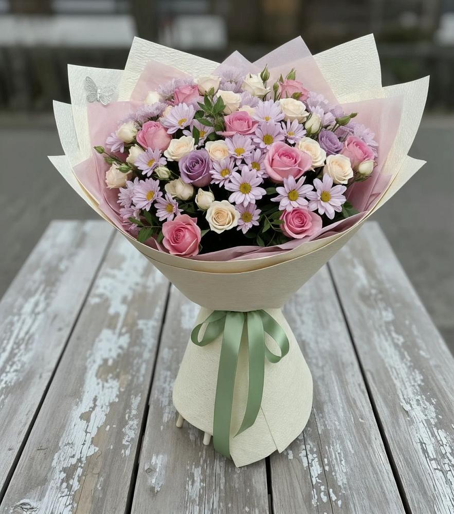 Букет цветов из: Розы и Хризантемы в Перевальном